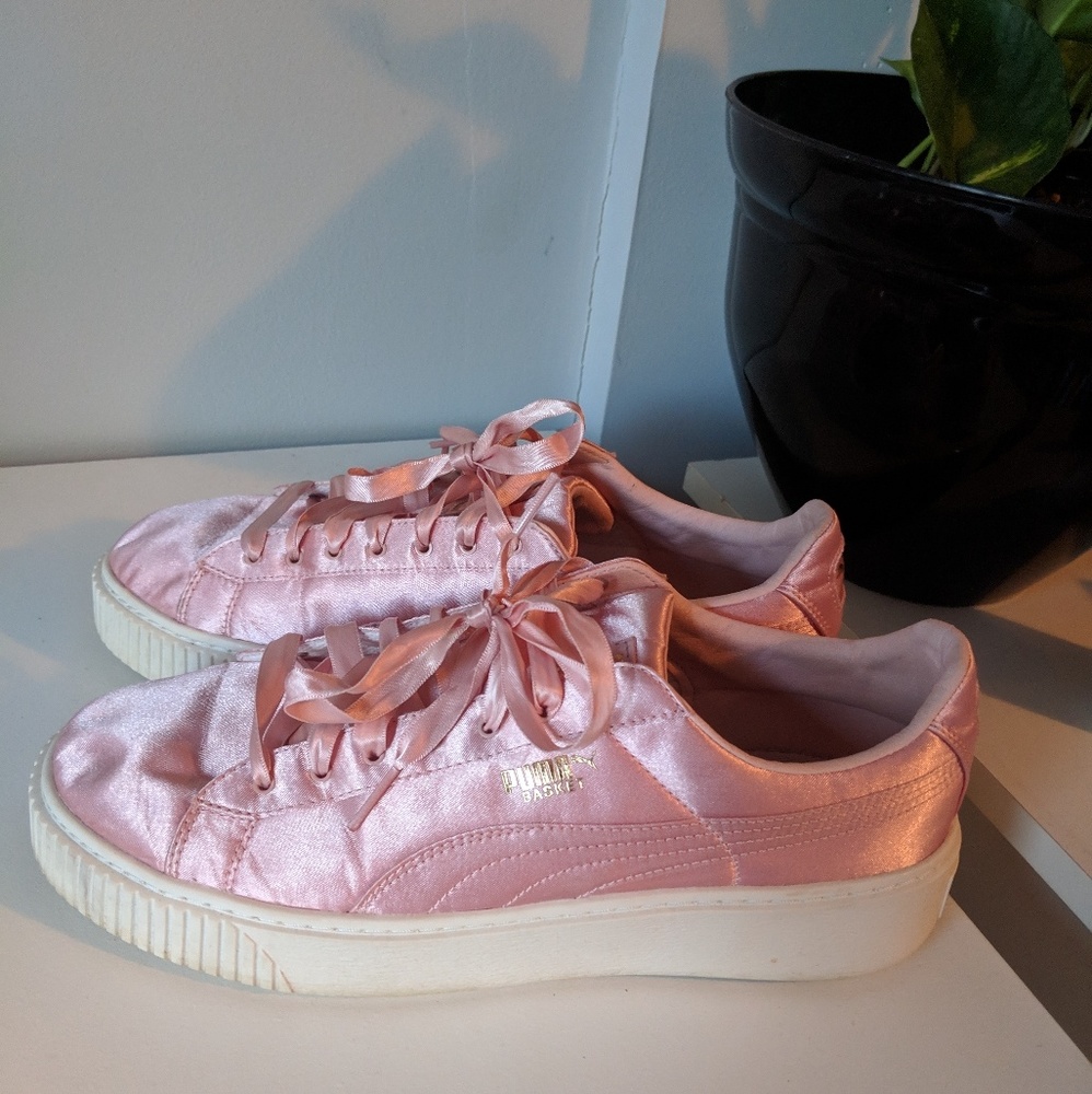 Pink Puma Platform Basket Shoes